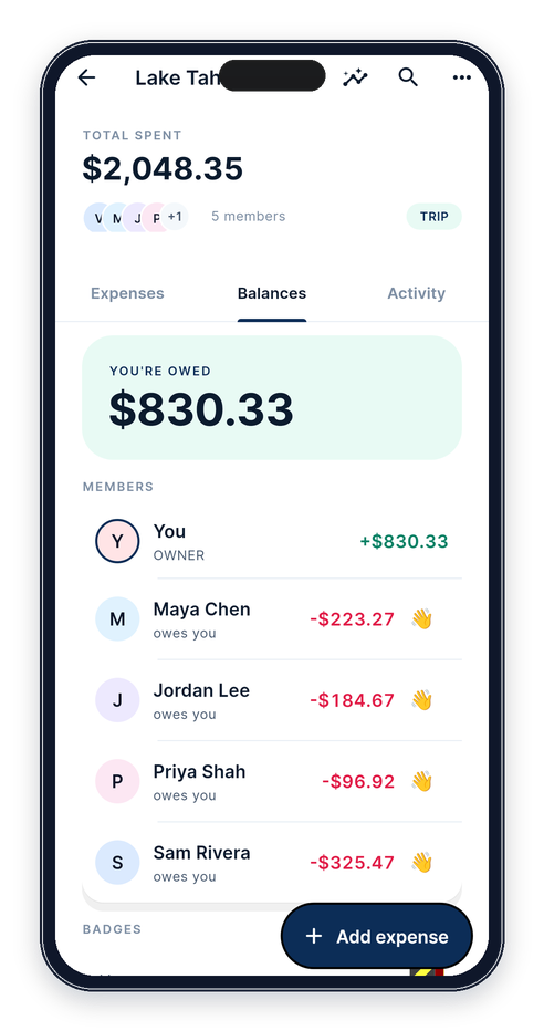 SplitPerk group balances